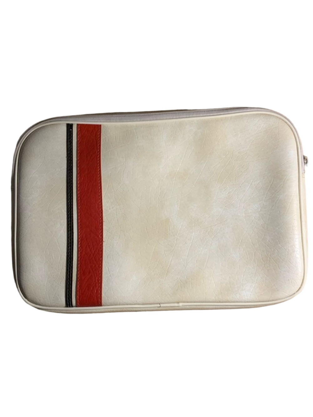 Vintage vinyl portfolio bag beige red one size